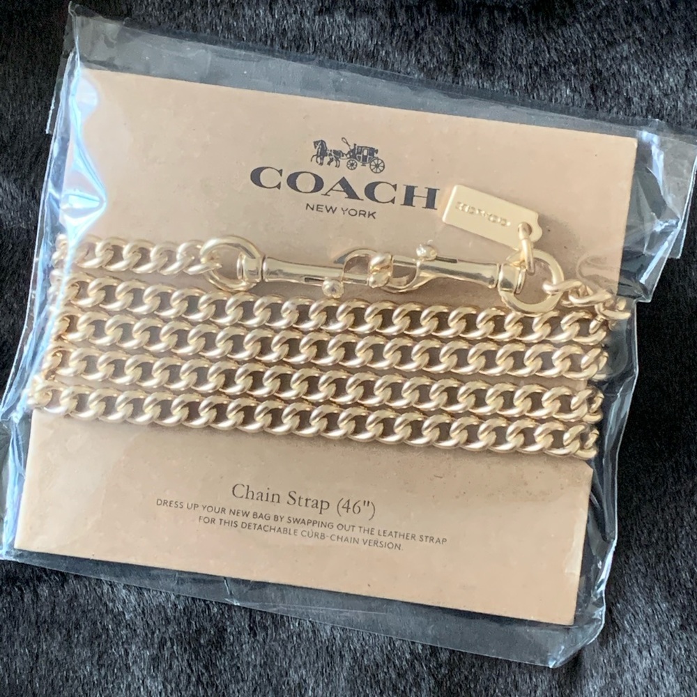 NEW! COACH Chain Strap, Gold metal, New With Tag GORGEOUS - Picture 2 of 8